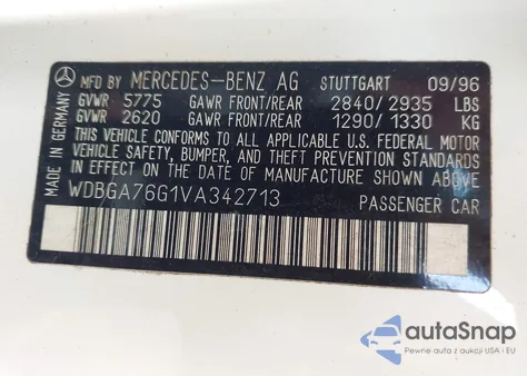 1997 Mercedes-Benz S 600 from USA, damaged, VIN WDBGA76G1VA342713